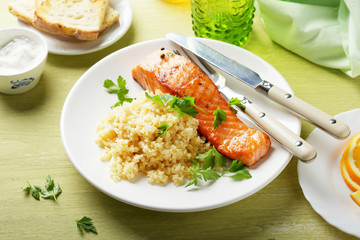 salmon with bulgur