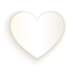 White paper cut heart vector template on white background.