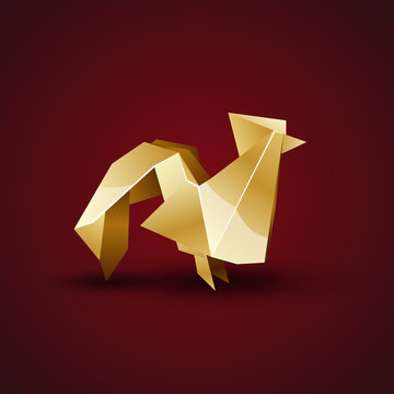 vector golden origami cock