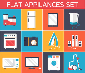 Flat modern kitchen appliances set icons concept. Vector illustration design. Template for website and mobile appliance