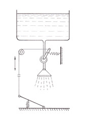 Economical use of water in the shower. Pencil drawing