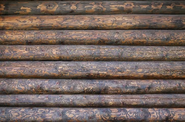 Wall murals Wooden wall from logs as a background texture