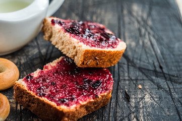 Bread with red jam - 101941210
