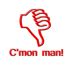 thumb down icon with text on white background.