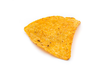 Mexican nachos chips, isolated on white background.