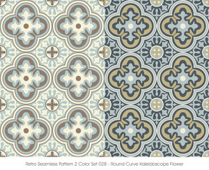 Retro Seamless Pattern 2 Color Set_028 Round Curve Kaleidoscope