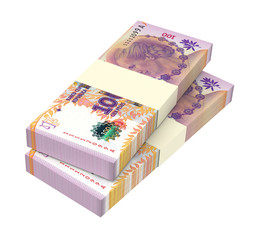 Argentina pesos isolated on white background. Computer generated 3D photo rendering.