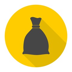 Money bag icon with long shadow