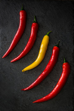 Redd and yellow peppers