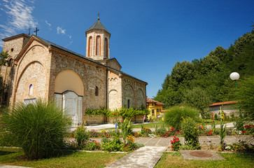 Fototapeta na wymiar Beautiful Orthodox Monastery Raca, near Bajina Basta, Serbia