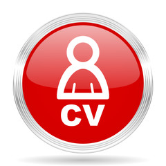 cv red glossy circle modern web icon