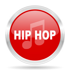 hip hop red glossy circle modern web icon