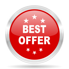 best offer red glossy circle modern web icon