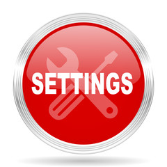 settings red glossy circle modern web icon