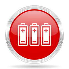 battery red glossy circle modern web icon