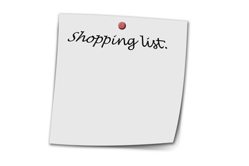 shopping list written on a memo
