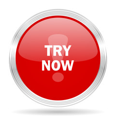 try now red glossy circle modern web icon