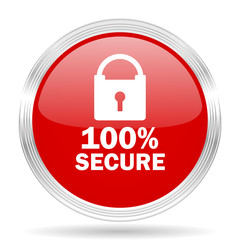secure red glossy circle modern web icon