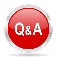 question answer red glossy circle modern web icon