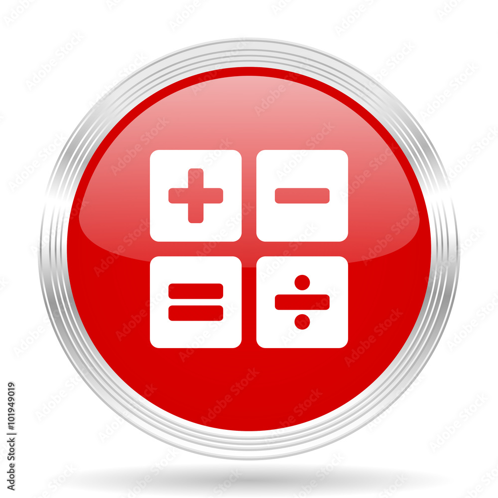 Poster calculator red glossy circle modern web icon