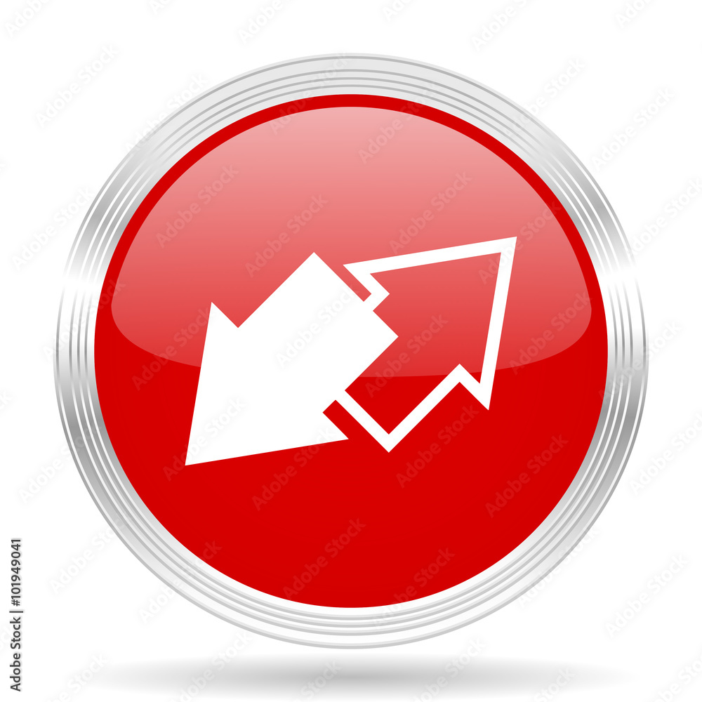 Poster exchange red glossy circle modern web icon