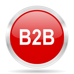 b2b red glossy circle modern web icon