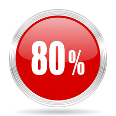 80 percent red glossy circle modern web icon