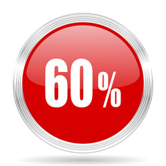 60 percent red glossy circle modern web icon