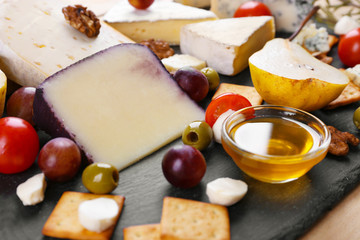 Different kinds of cheese closeup