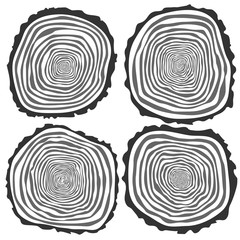 Set of four vector tree rings background