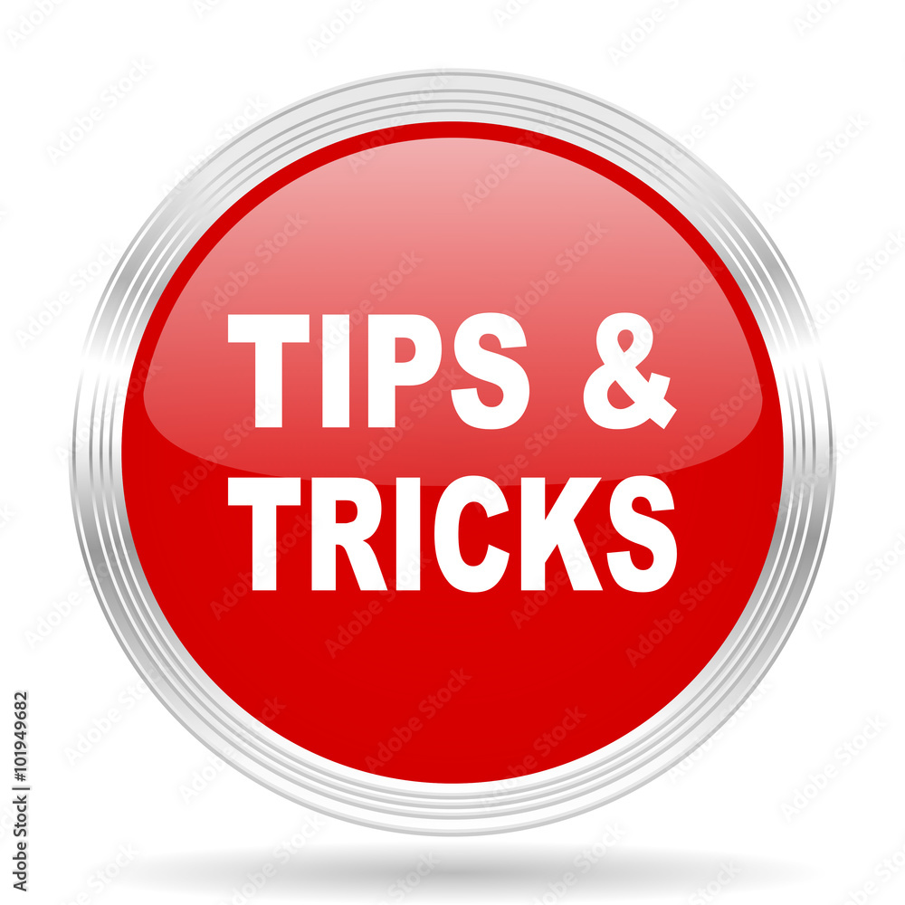 Poster tips tricks red glossy circle modern web icon