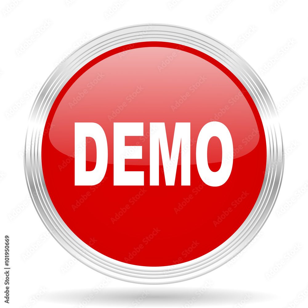 Poster demo red glossy circle modern web icon