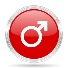 male red glossy circle modern web icon