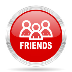 friends red glossy circle modern web icon