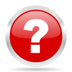 question mark red glossy circle modern web icon