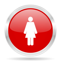 female red glossy circle modern web icon
