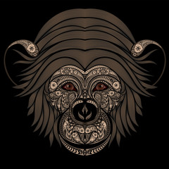 Abstract monkey patterns on a black background