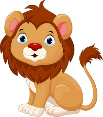 Obraz premium Cute baby lion cartoon sitting
