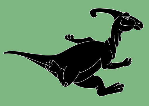 Illustration of the running Parazaurolof dinosaur silhouette