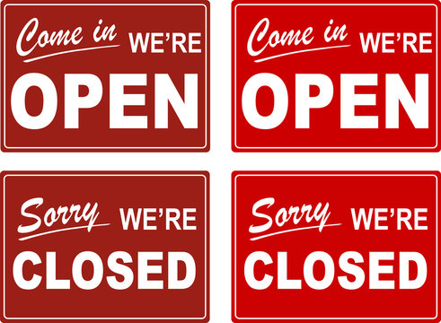 We Are Open And Sorry, We Are Closed, Shop Door Signs (Vector)