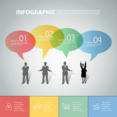 4 steps infographic speech bubble. can be used for workflow, layout, diagram