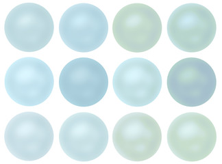 Light Blue Pearl Round Button Set Isolated on white