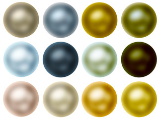 Set of Pearl Round Buttons Isolated on white background