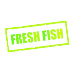 Fototapeta premium fresh fish wording on chipped green rectangular signs
