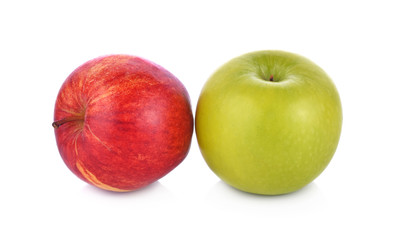 red and green apple on white background