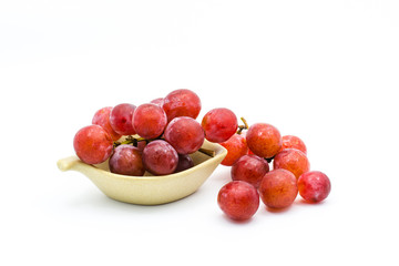 fresh grapes on white background