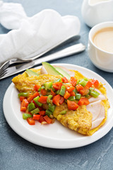 Omelet with ham and avocado