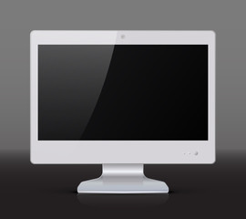 White monitor isolated on dark background