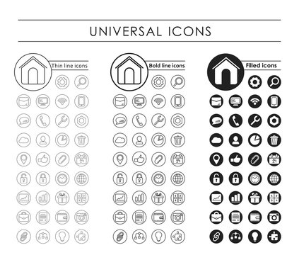 A set of universal black icons