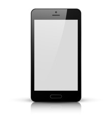 Black mobile phone with white screen